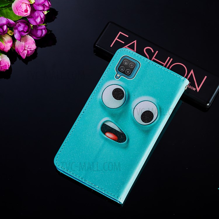 TPU + PU Leather Pattern Printing Phone Stand Cover Case for Samsung Galaxy A12 - Funny Face-9