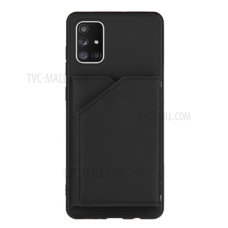 Anti-shock Stand Card Holder TPU + PU Leather Phone Shell for Samsung Galaxy A71 SM-A715 - Black-5