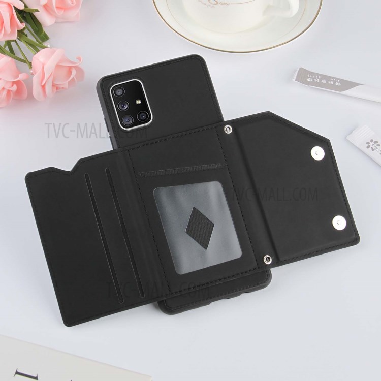 Anti-shock Stand Card Holder TPU + PU Leather Phone Shell for Samsung Galaxy A71 SM-A715 - Black-7