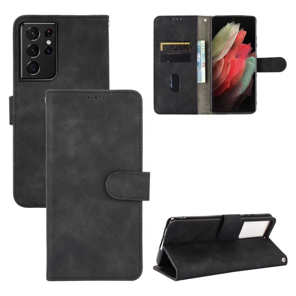 Delicate PU Leather Wallet Cell Phone Case for Samsung Galaxy S30 Ultra - Black-1