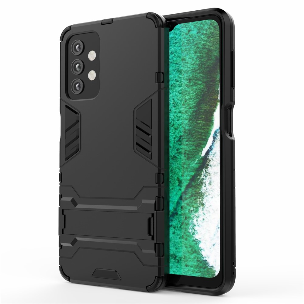 Plastic + TPU Case with Kickstand for Samsung Galaxy A32 - Black-2