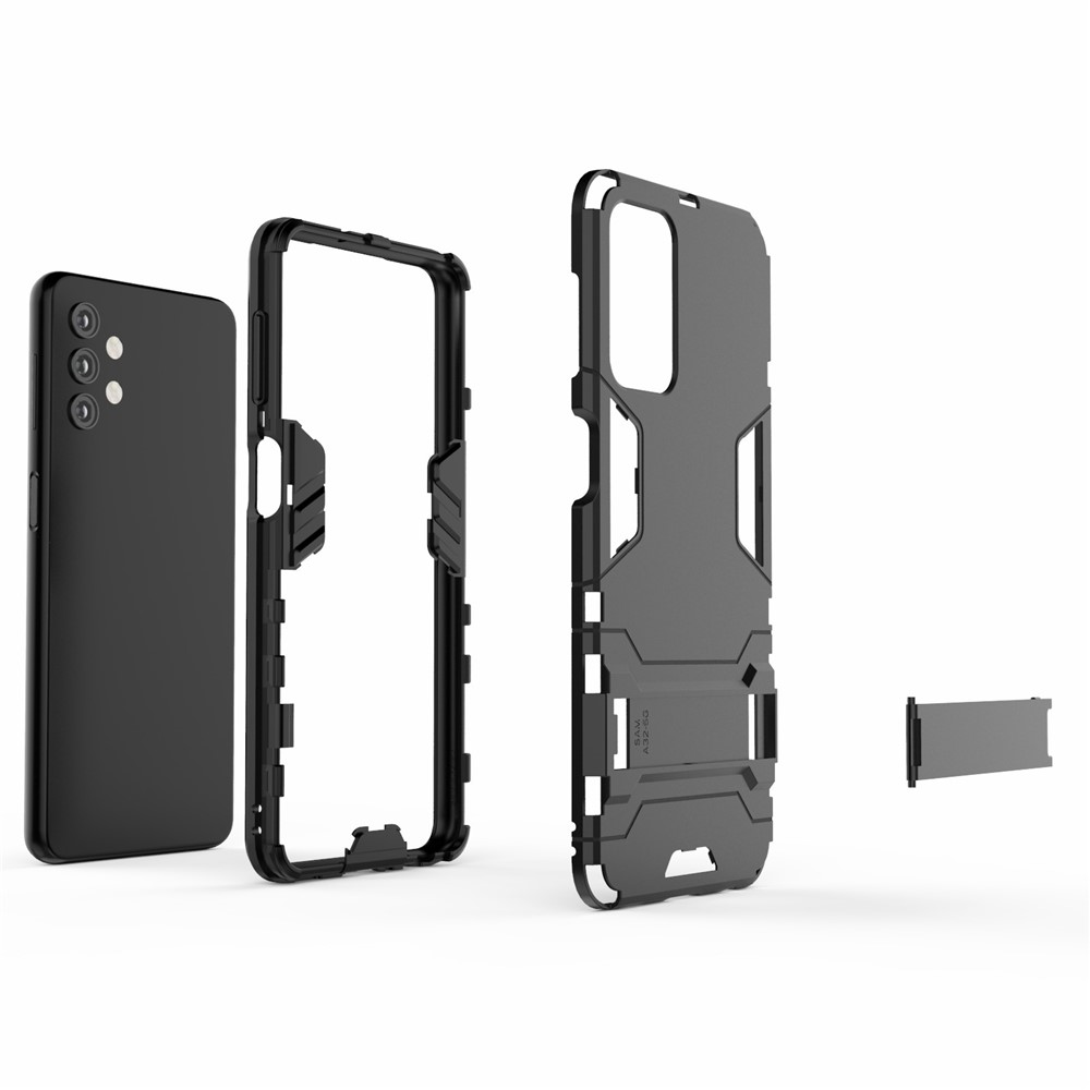 Plastic + TPU Case with Kickstand for Samsung Galaxy A32 - Black-3