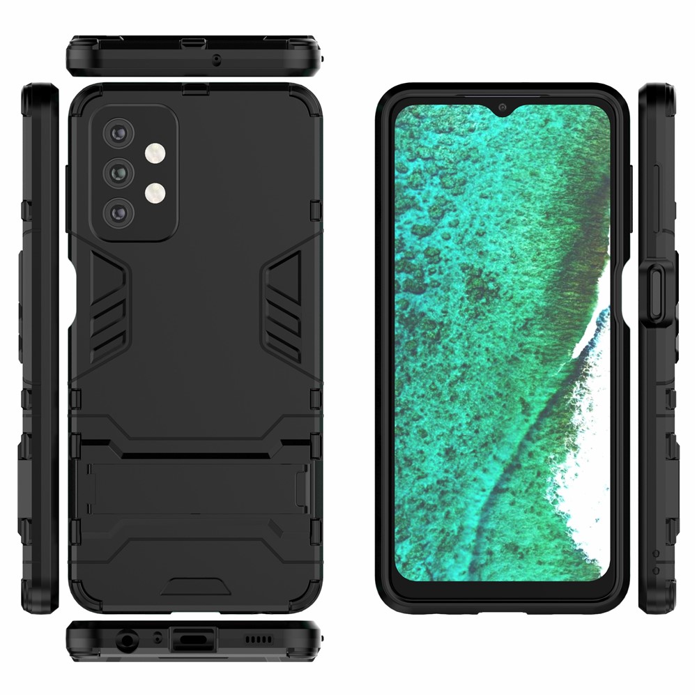 Plastic + TPU Case with Kickstand for Samsung Galaxy A32 - Black-4