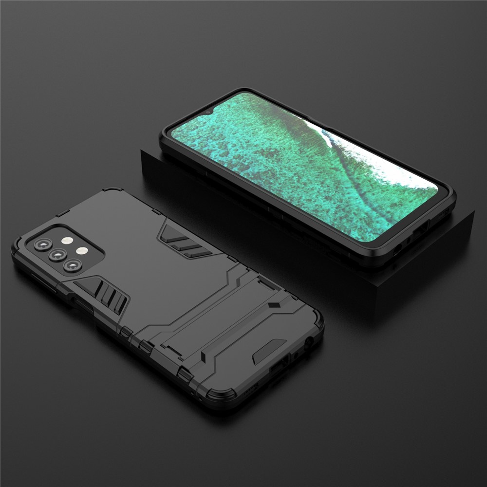 Plastic + TPU Case with Kickstand for Samsung Galaxy A32 - Black-6