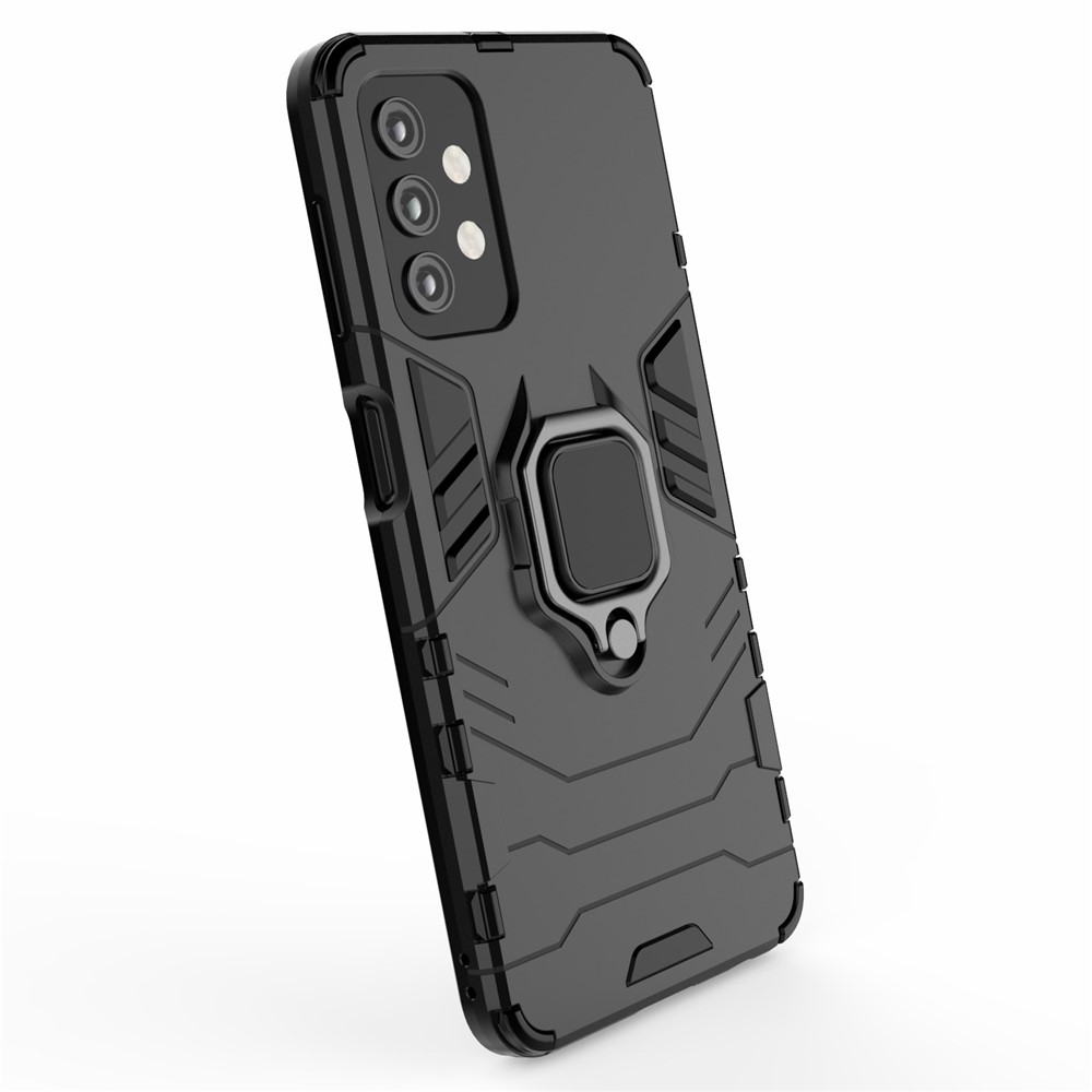 Cool Guard Ring Holder Kickstand PC TPU Hybrid Case Protective Shell for Samsung Galaxy A32 - Black-5