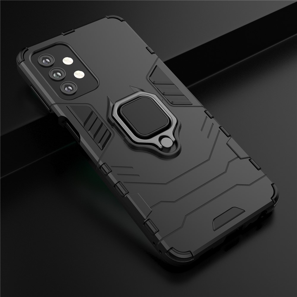 Cool Guard Ring Holder Kickstand PC TPU Hybrid Case Protective Shell for Samsung Galaxy A32 - Black-9