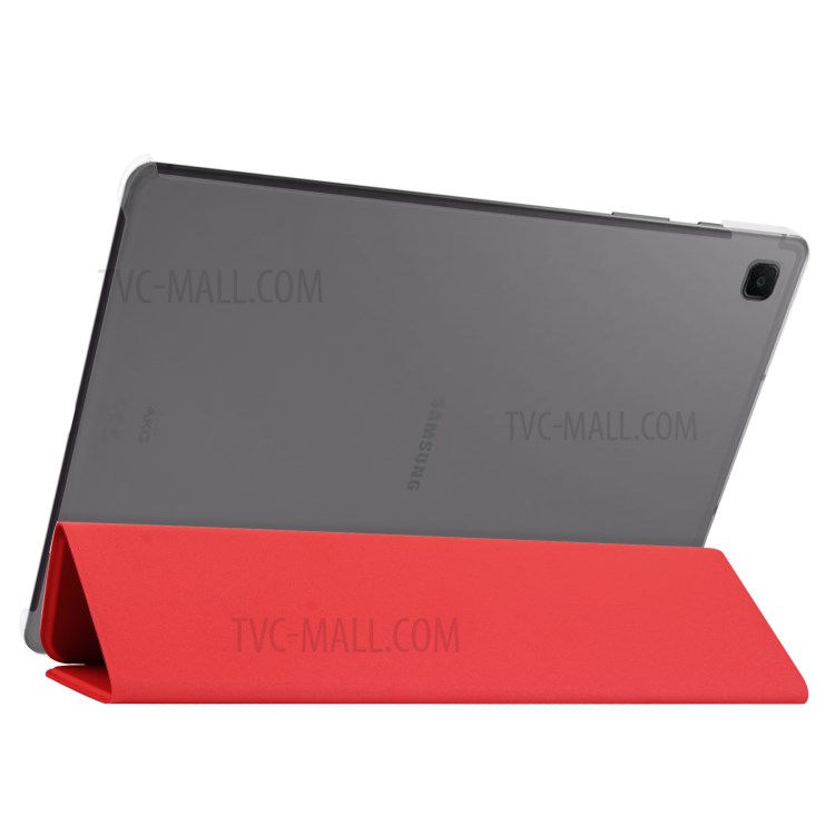 PU Leather Tri-fold Stand Design Protective Tablet Case for Samsung Galaxy Tab S6 Lite - Red-6