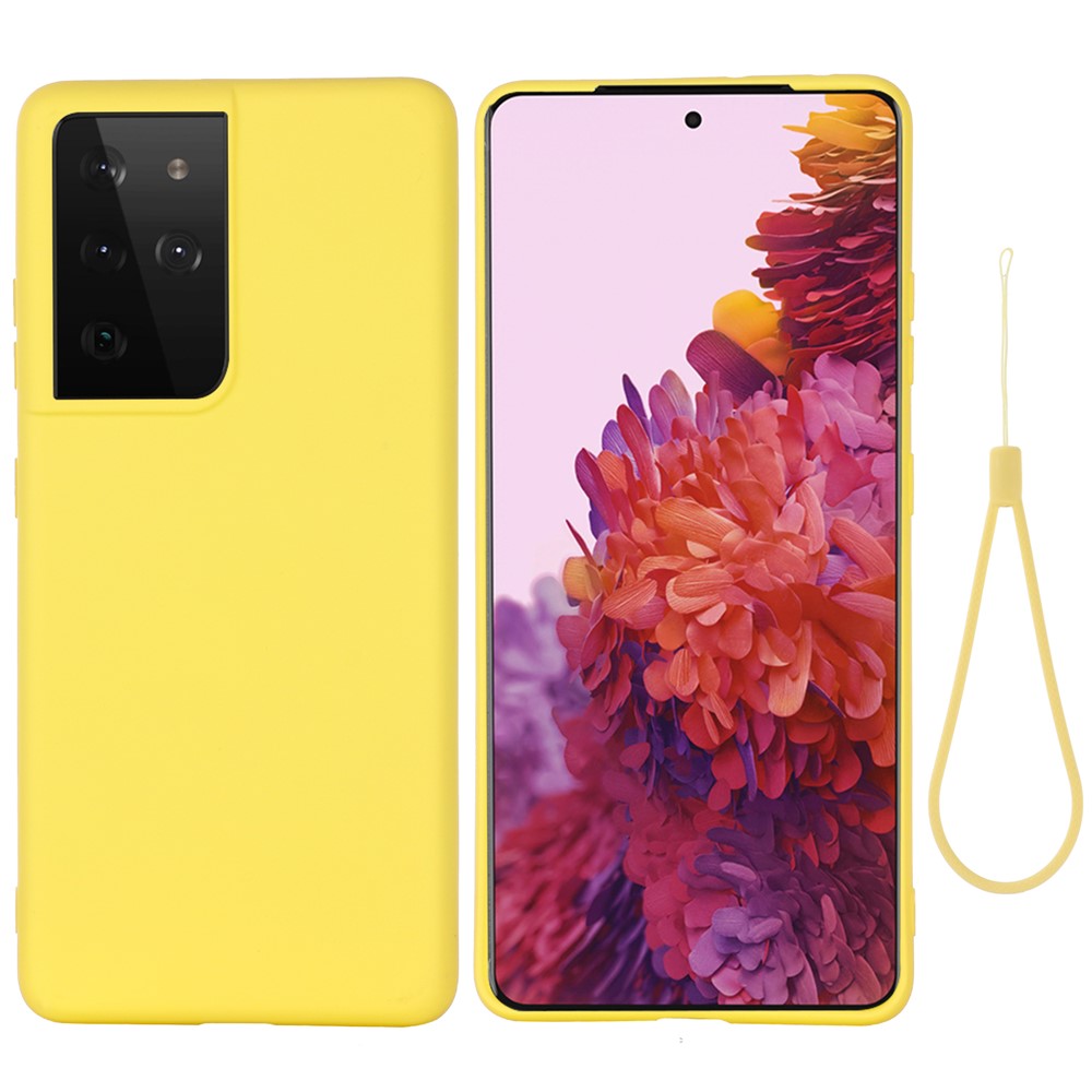 Shockproof Soft Liquid Silicone Cover Case for Samsung Galaxy S30 Ultra - Yellow-2