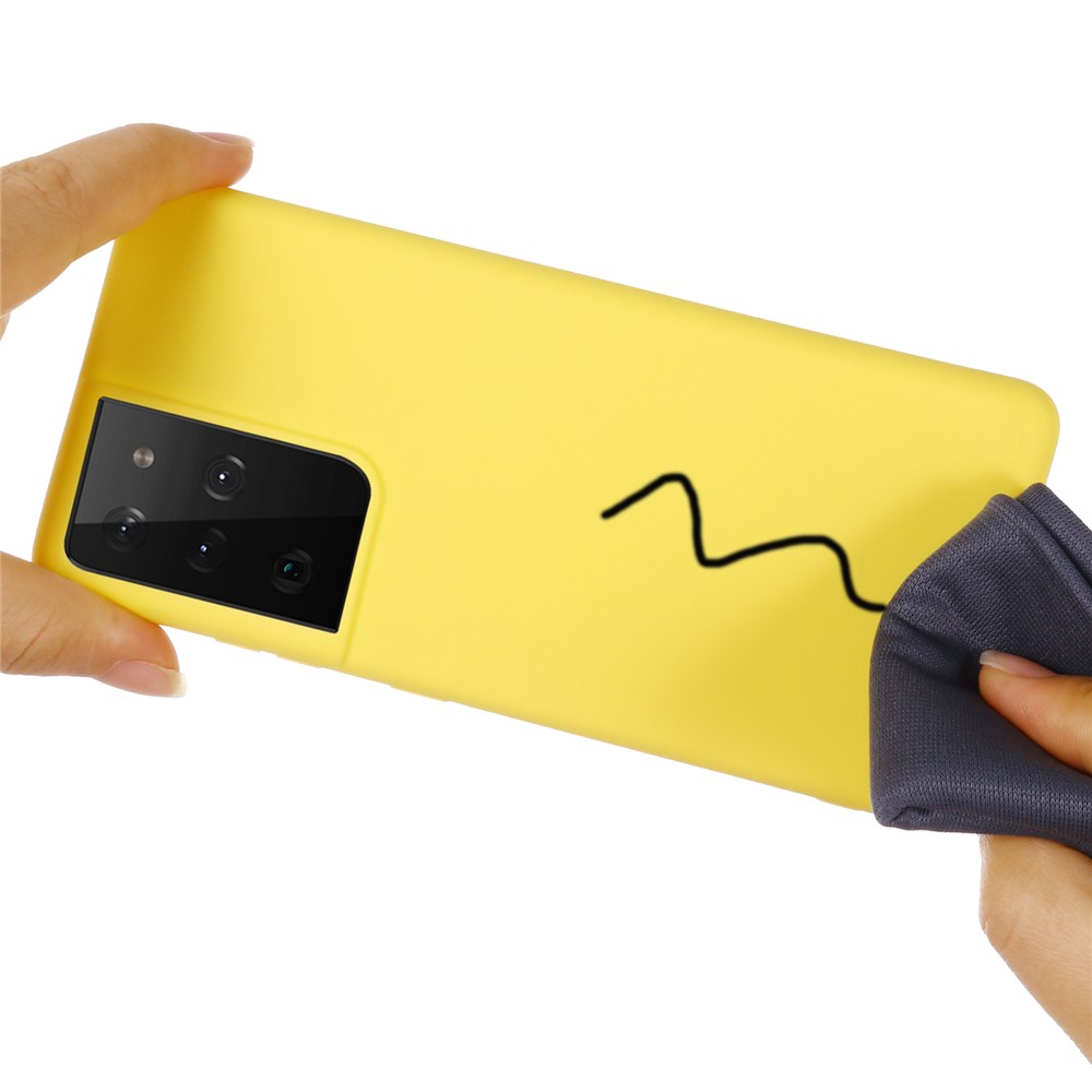 Shockproof Soft Liquid Silicone Cover Case for Samsung Galaxy S30 Ultra - Yellow-4