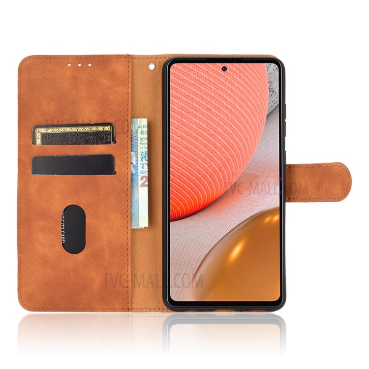 Delicate PU Leather Wallet Cell Phone Case for Samsung Galaxy A72 5G - Brown-4
