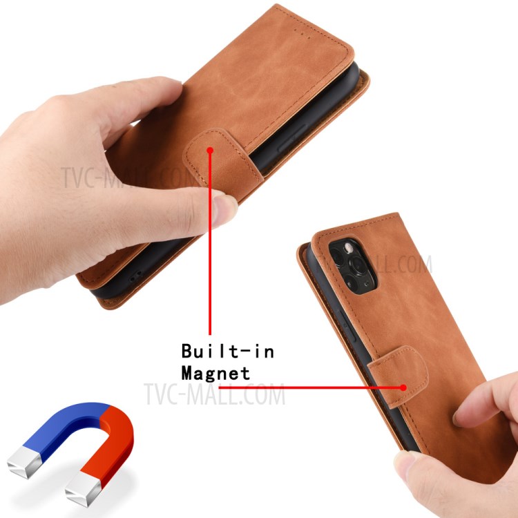 Delicate PU Leather Wallet Cell Phone Case for Samsung Galaxy A72 5G - Brown-8