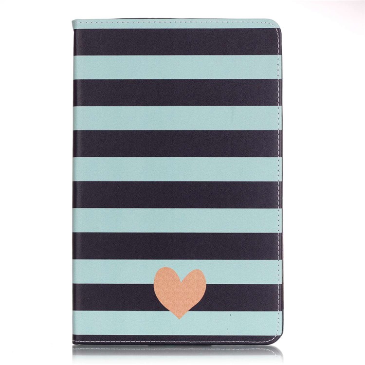 

Leather Card Slot Stand Cover for Samsung Galaxy Tab E 9.6 T560 - Stripes and Heart