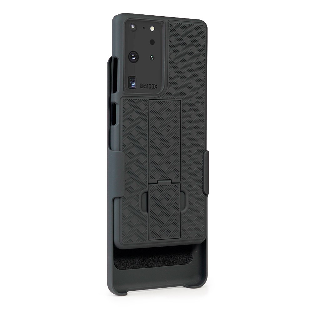 Woven Texture Built-in Kickstand PC Hard Case for Samsung Galaxy S21 Ultra-6