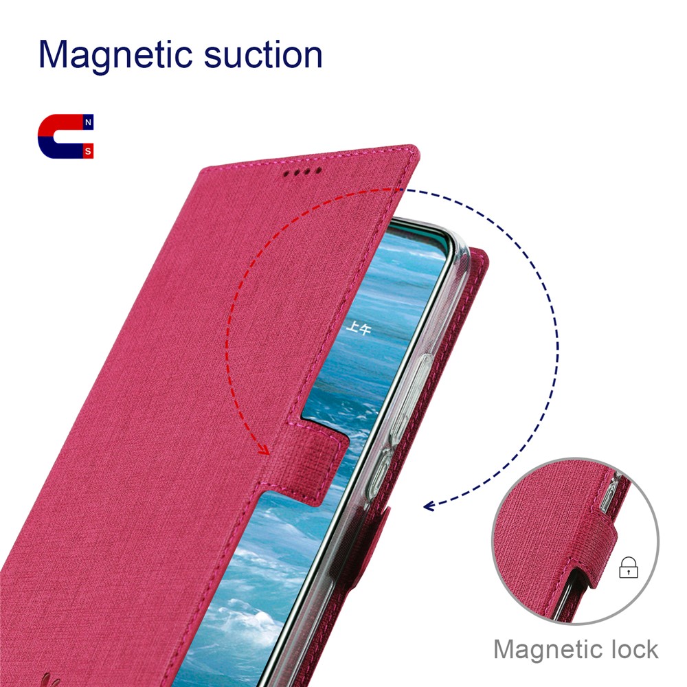 VILI DMK Leather Wallet Stand Magnetic Suction Style Cell Phone Cover for Samsung Galaxy S21 5G - Red-2