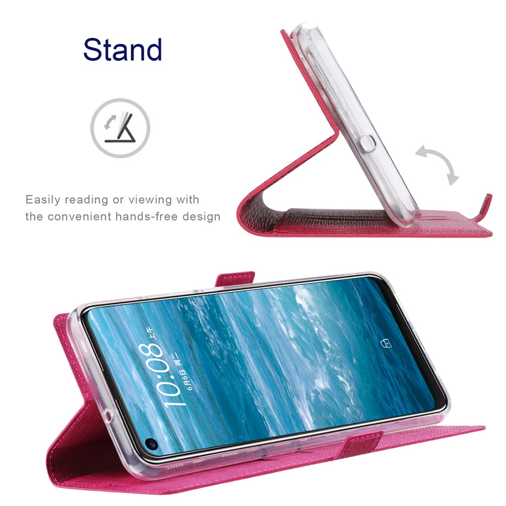 VILI DMK Leather Wallet Stand Magnetic Suction Style Cell Phone Cover for Samsung Galaxy S21 5G - Red-5