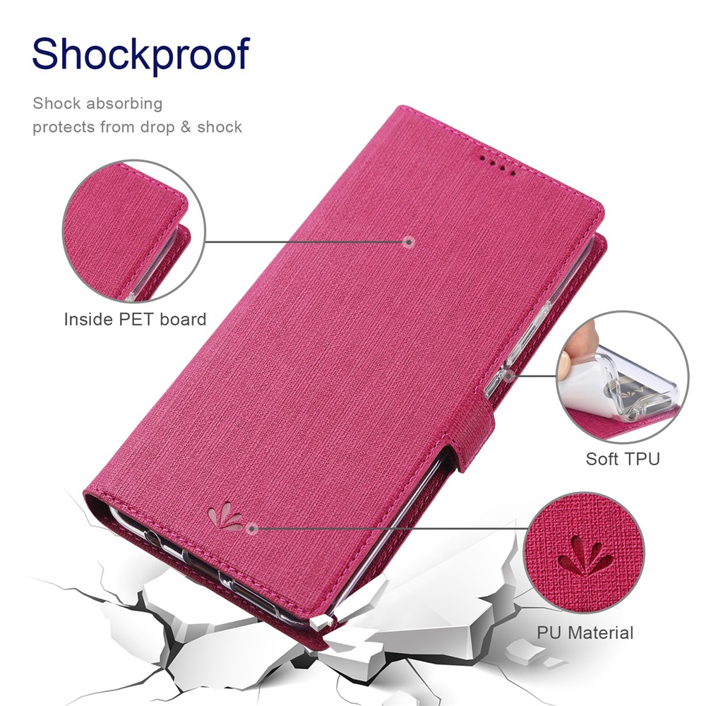 VILI DMK Leather Wallet Stand Magnetic Suction Style Cell Phone Cover for Samsung Galaxy S21 5G - Red-6