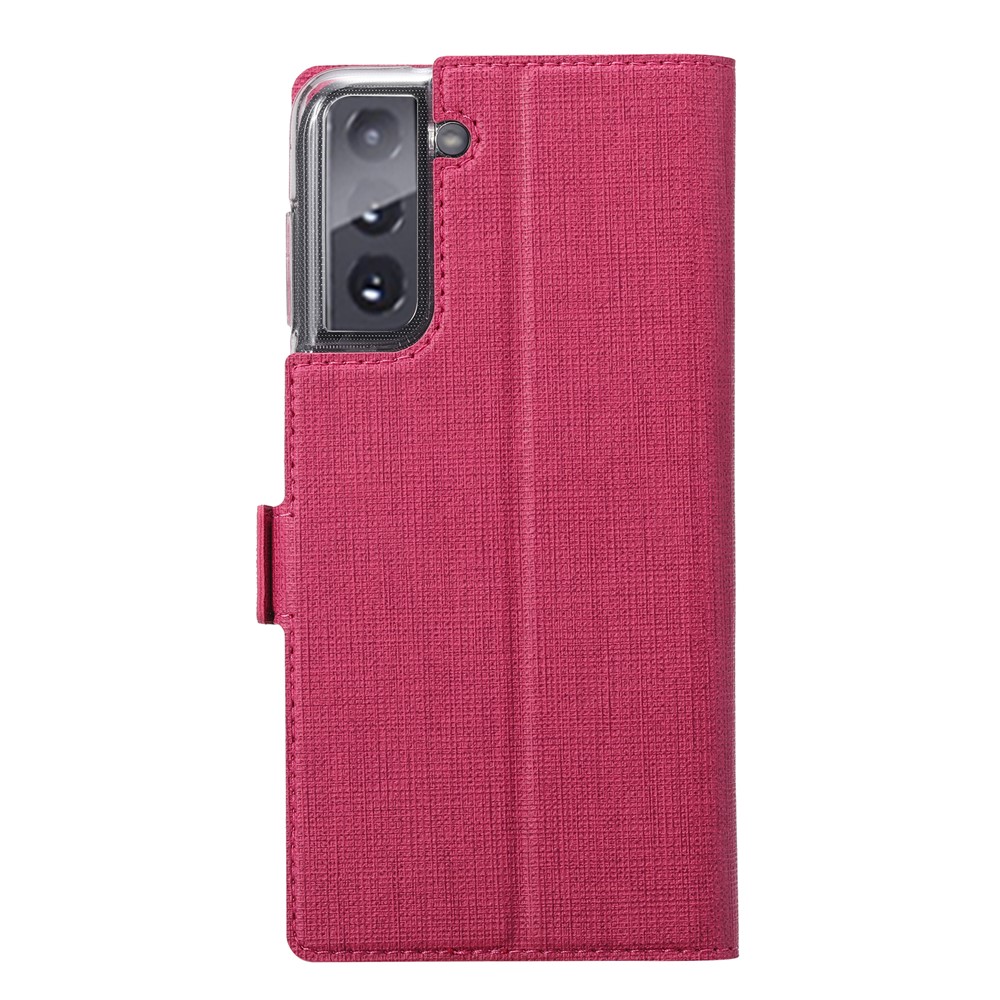 VILI DMK Leather Wallet Stand Magnetic Suction Style Cell Phone Cover for Samsung Galaxy S21 5G - Red-7