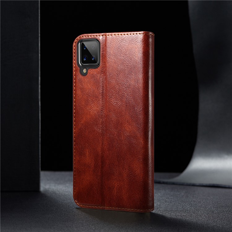 Waxy Crazy Horse Texture TPU + PU Leather Case Cover for Samsung Galaxy A12 - Red-10