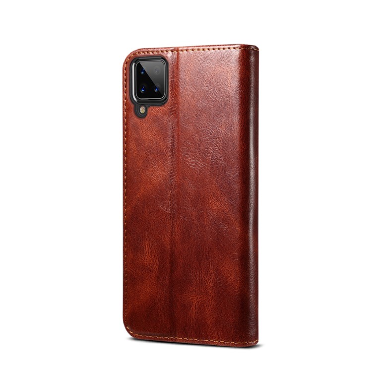Waxy Crazy Horse Texture TPU + PU Leather Case Cover for Samsung Galaxy A12 - Red-2