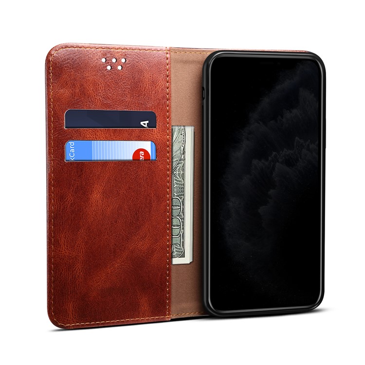 Waxy Crazy Horse Texture TPU + PU Leather Case Cover for Samsung Galaxy A12 - Red-4
