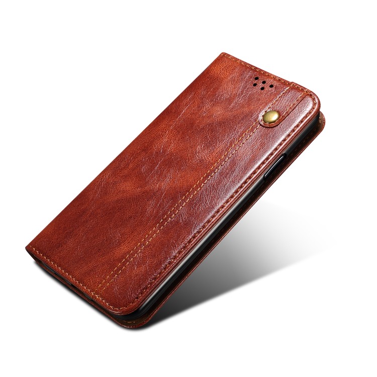 Waxy Crazy Horse Texture TPU + PU Leather Case Cover for Samsung Galaxy A12 - Red-5
