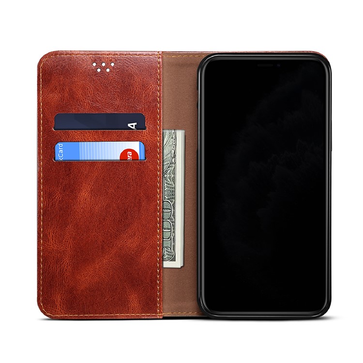 Waxy Crazy Horse Texture TPU + PU Leather Case Cover for Samsung Galaxy A12 - Red-6