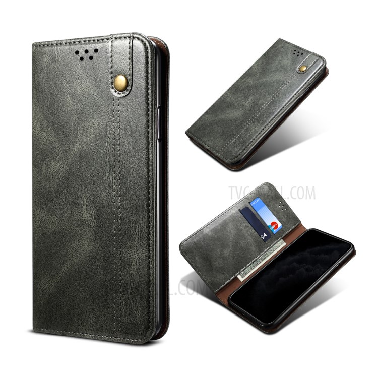 Waxy Crazy Horse Texture TPU + PU Leather Case Cover for Samsung Galaxy A72 5G - Green-1