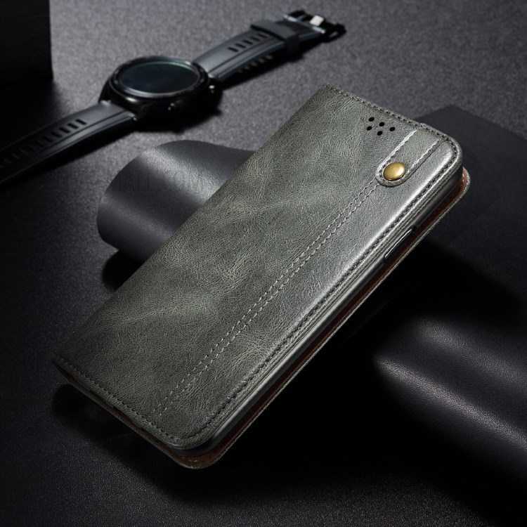 Waxy Crazy Horse Texture TPU + PU Leather Case Cover for Samsung Galaxy A72 5G - Green-13