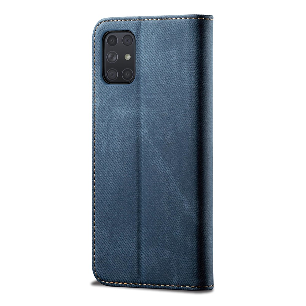 Jeans Cloth Texture Wallet Leather Mobile Phone Protective Cover for Samsung Galaxy A72 5G - Blue-3