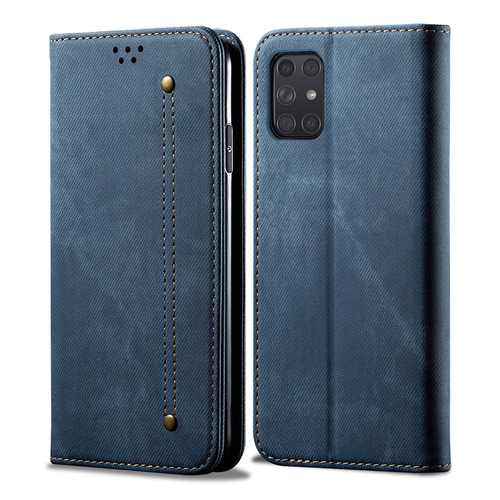 Jeans Cloth Texture Wallet Leather Mobile Phone Protective Cover for Samsung Galaxy A72 5G - Blue-7