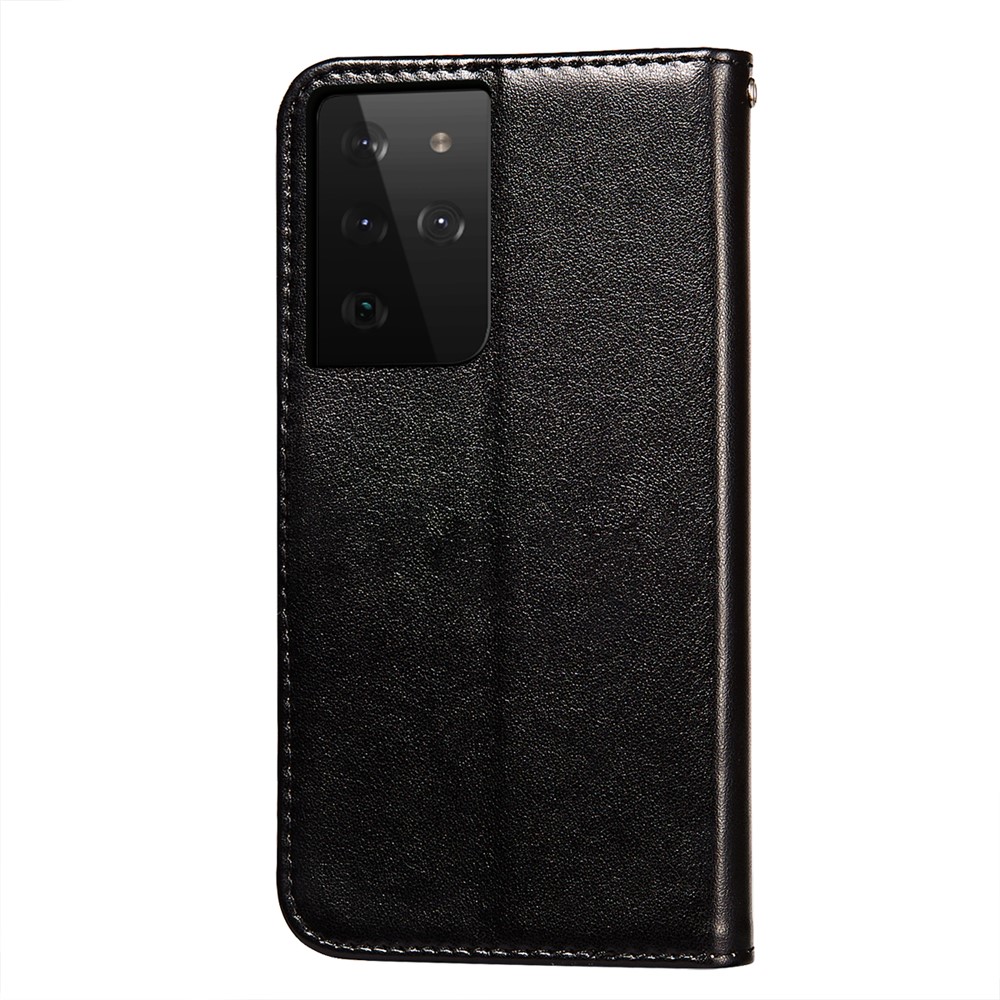Dual-sided Magnetic Clasp Leather Wallet Stand Phone Case Shellf or Samsung Galaxy S21 Ultra - Black-3