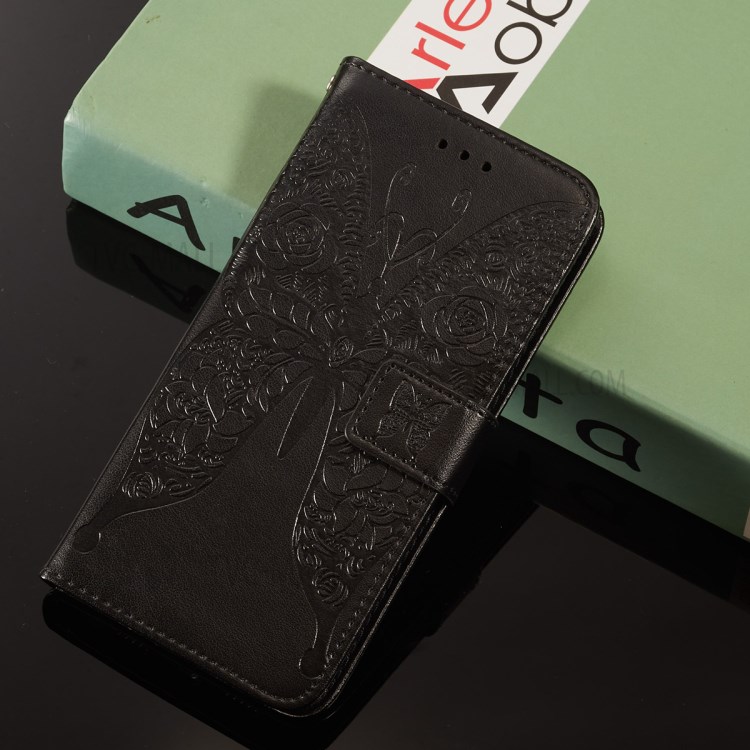 For Samsung Galaxy S21 Plus Imprinted Roses Butterfly Pattern Wallet Stand Leather Case with Strap - Black-11