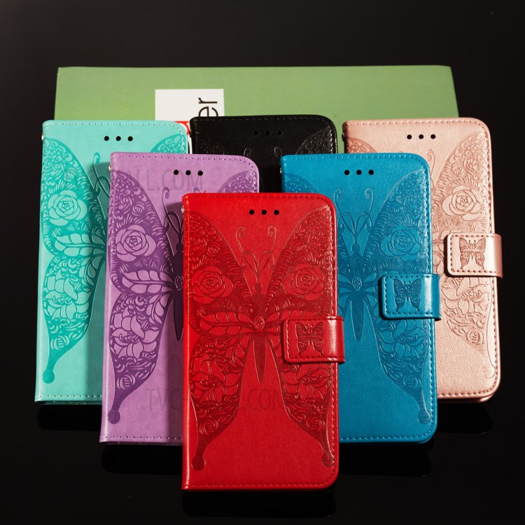 For Samsung Galaxy S21 Plus Imprinted Roses Butterfly Pattern Wallet Stand Leather Case with Strap - Black-12