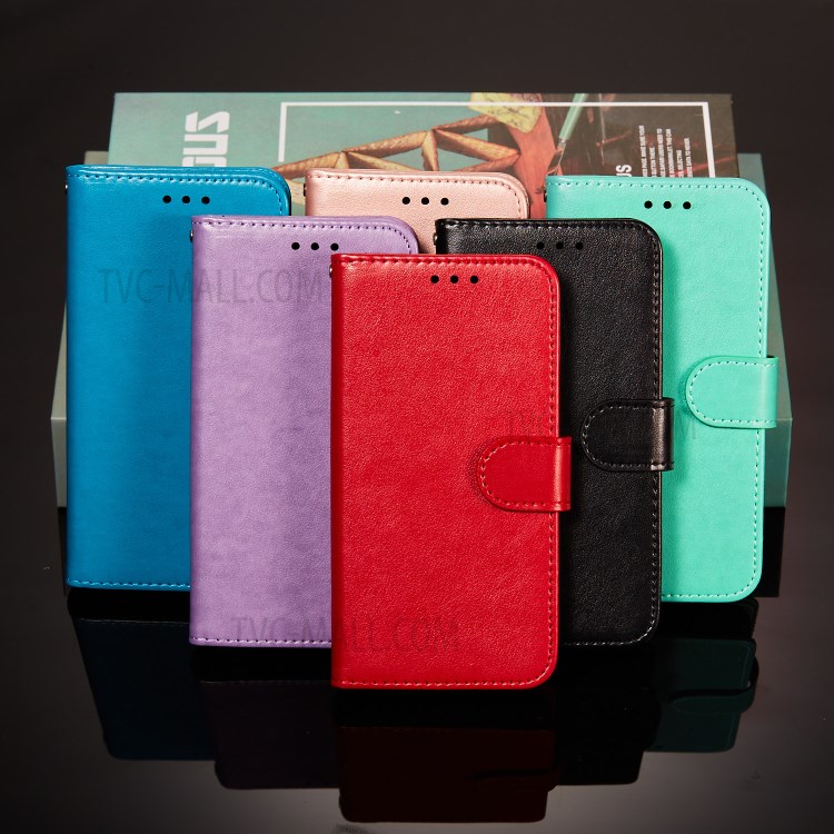 Dual-sided Magnetic Clasp Leather Wallet Stand Phone Case Shell for Samsung Galaxy A42 5G - Black-12