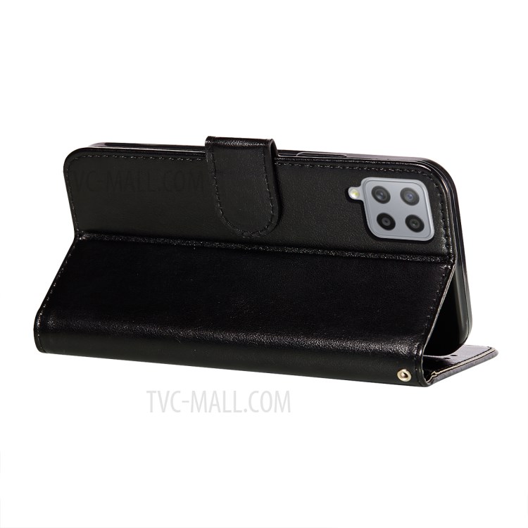 Dual-sided Magnetic Clasp Leather Wallet Stand Phone Case Shell for Samsung Galaxy A42 5G - Black-7