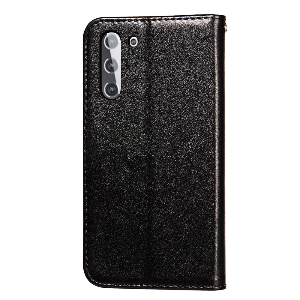 Dual-sided Magnetic Clasp Leather Case Wallet Stand Phone Shell for Samsung Galaxy S21 - Black-3