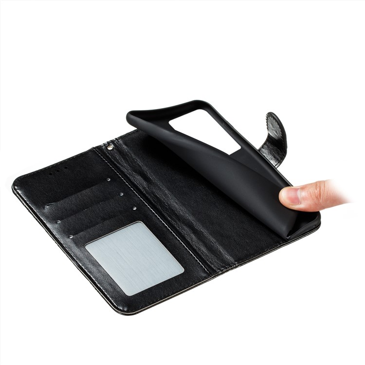 Imprint Mandala Flower Wallet Leather Cover for Samsung Galaxy S21 Ultra Stand Case - Black-9