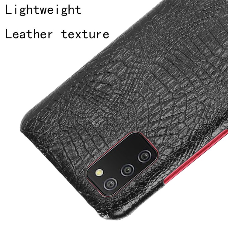 Crocodile Leather Coated PC Phone Case Cover for Samsung Galaxy A02s - Black-4