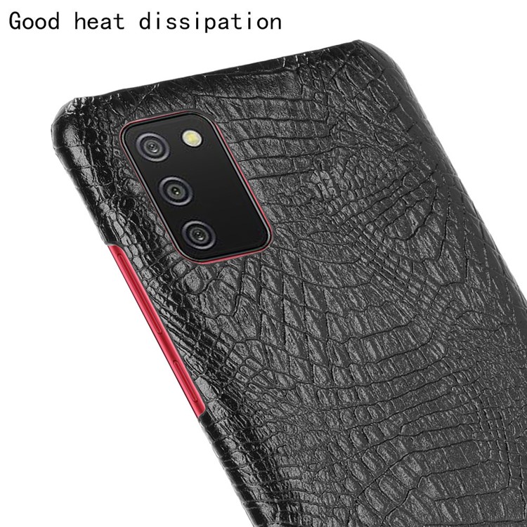 Crocodile Leather Coated PC Phone Case Cover for Samsung Galaxy A02s - Black-5