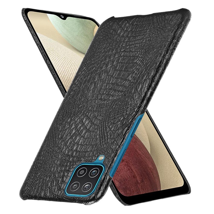 Crocodile Leather Coated PC Phone Case Cover for Samsung Galaxy M12 / A12 - Black-2