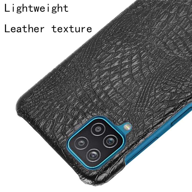 Crocodile Leather Coated PC Phone Case Cover for Samsung Galaxy M12 / A12 - Black-4