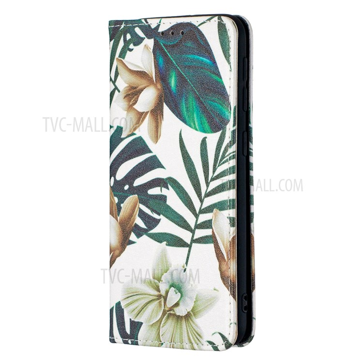 Pattern Printing Auto-absorbed PU Leather Stand Case for Samsung Galaxy A10e/A20e - Leaves-2
