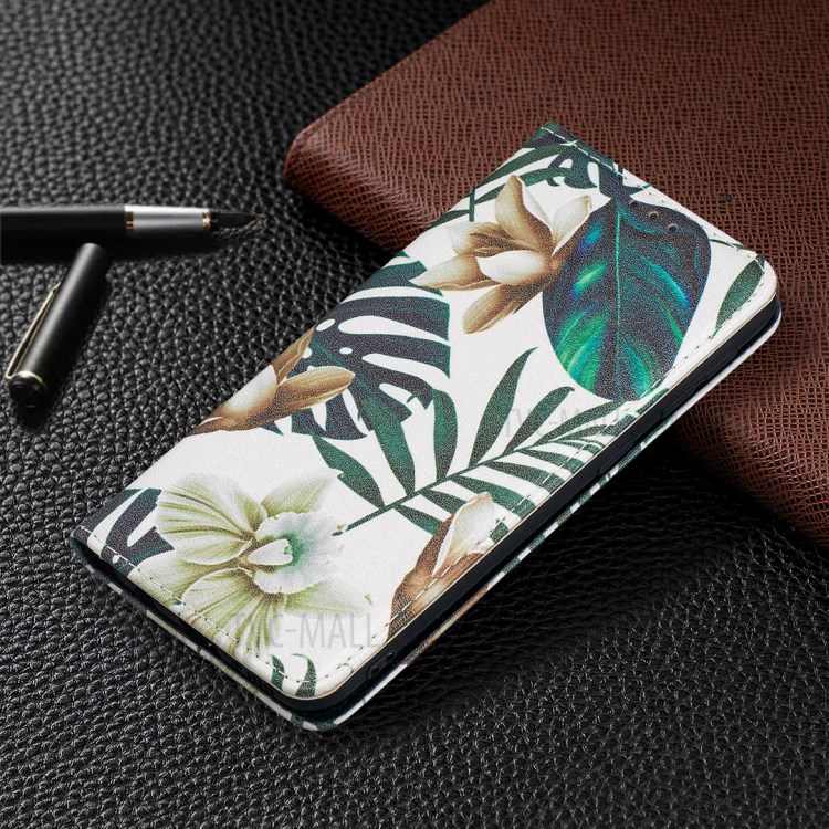 Pattern Printing Auto-absorbed PU Leather Stand Case for Samsung Galaxy A10e/A20e - Leaves-8