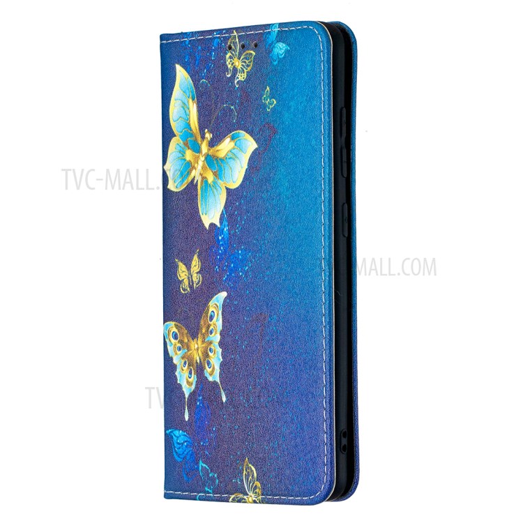 Pattern Printing PU Leather Auto-absorbed Case with Stand for Samsung Galaxy A51 SM-A515 - Gold Butterflies-2