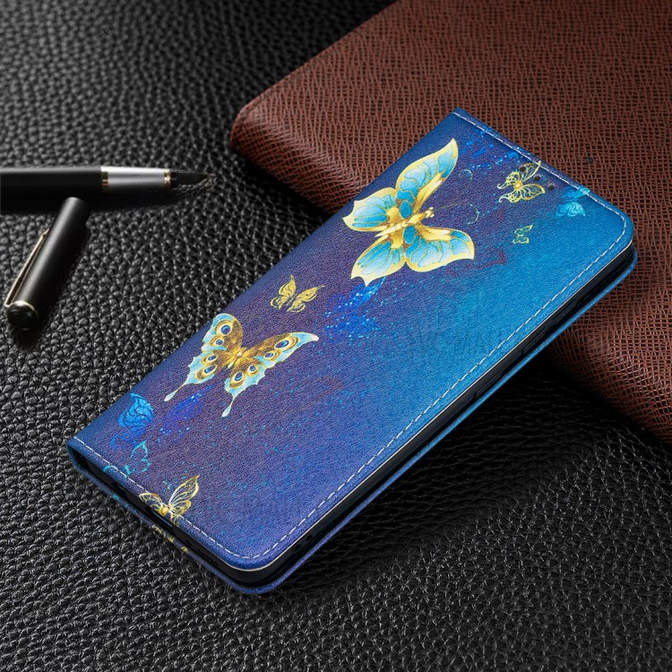Pattern Printing PU Leather Auto-absorbed Case with Stand for Samsung Galaxy A51 SM-A515 - Gold Butterflies-8