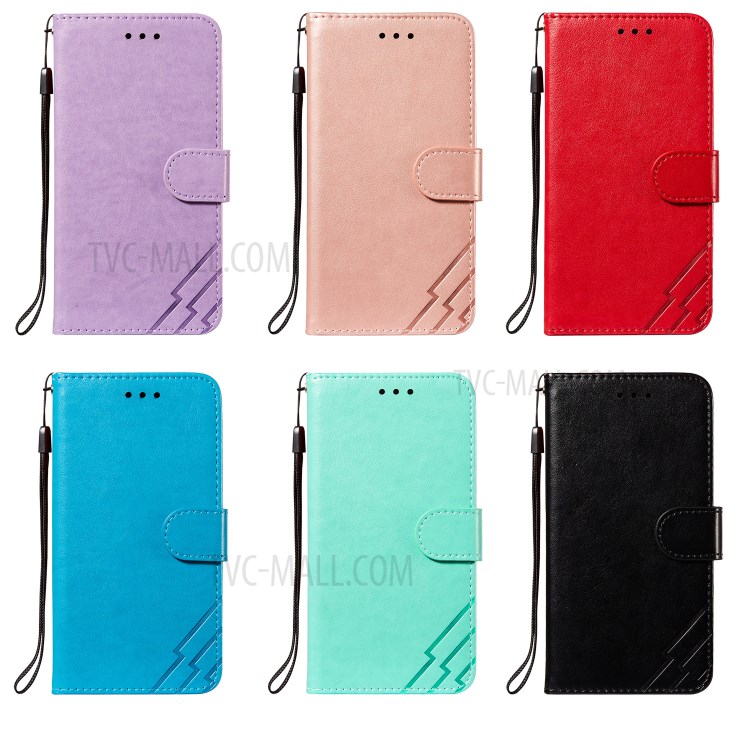 Imprint Design Leather Wallet Stand Phone Cover Case for Samsung Galaxy S21 - Black-10