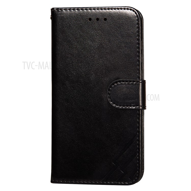 Imprint Design Leather Wallet Stand Phone Cover Case for Samsung Galaxy S21 - Black-2