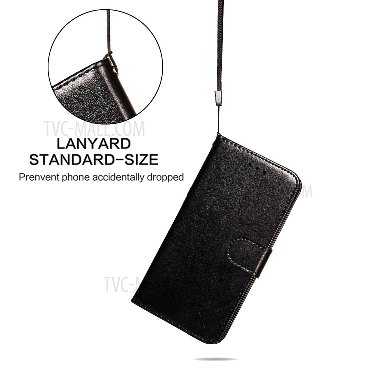 Imprint Design Leather Wallet Stand Phone Cover Case for Samsung Galaxy S21 - Black-7