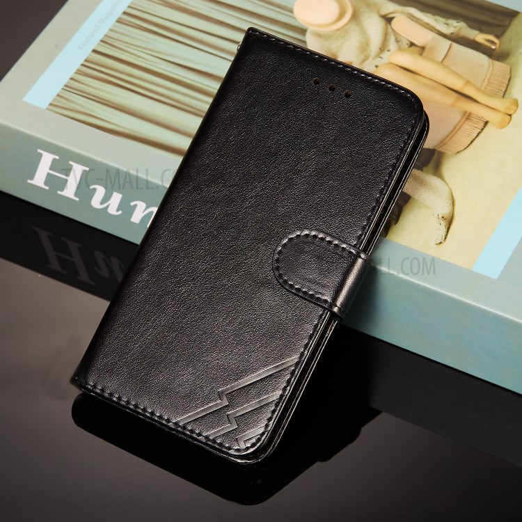 Imprint Design Leather Wallet Stand Phone Cover Case for Samsung Galaxy S21 - Black-9