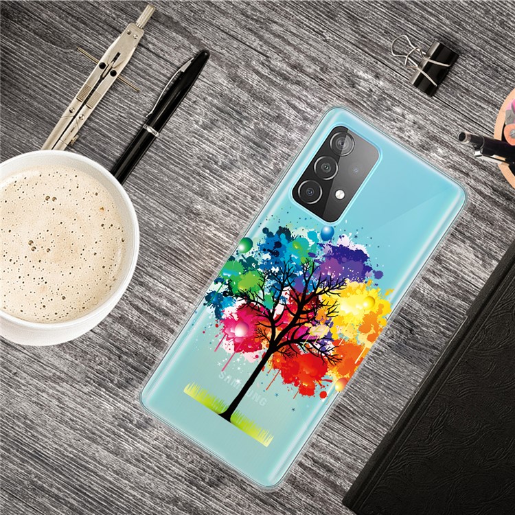 Pattern Printing Soft TPU Cell Phone Cover for Samsung Galaxy A52 5G - Colorful Tree-4